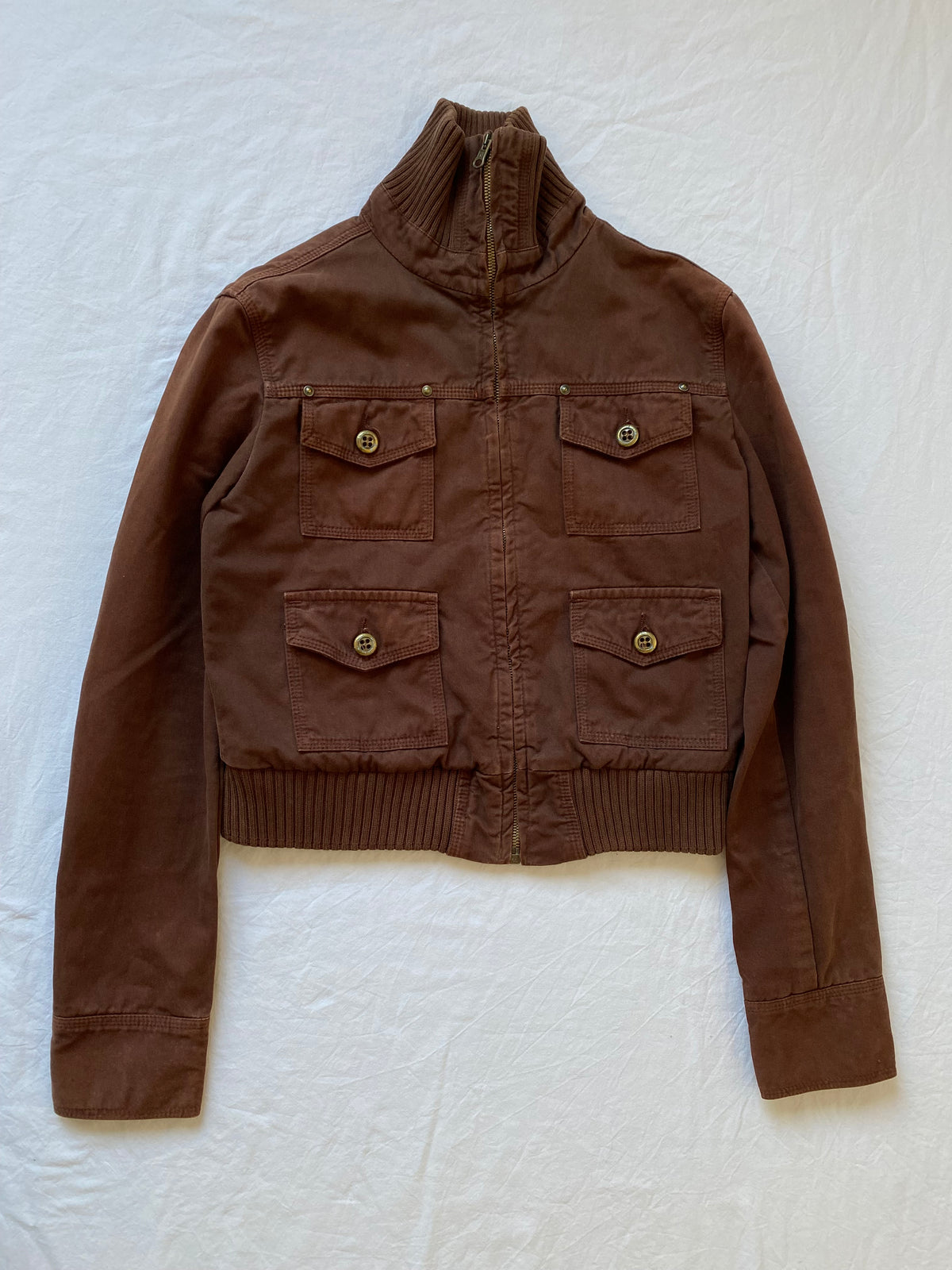 Vintage 100% cotton short bomber jacket light spring summer