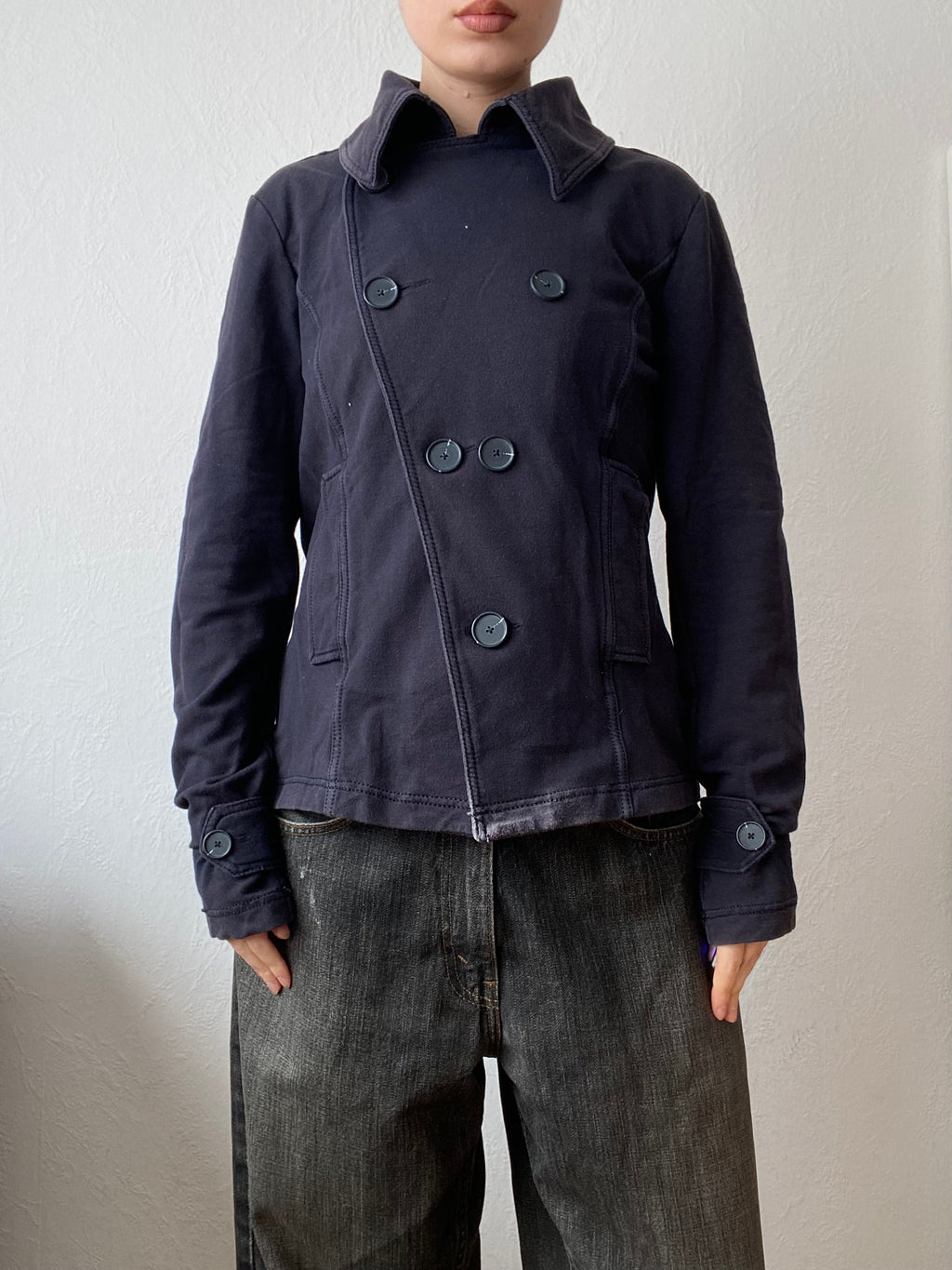 Vintage 97% cotton sweater jacket buttoned short light spring summer