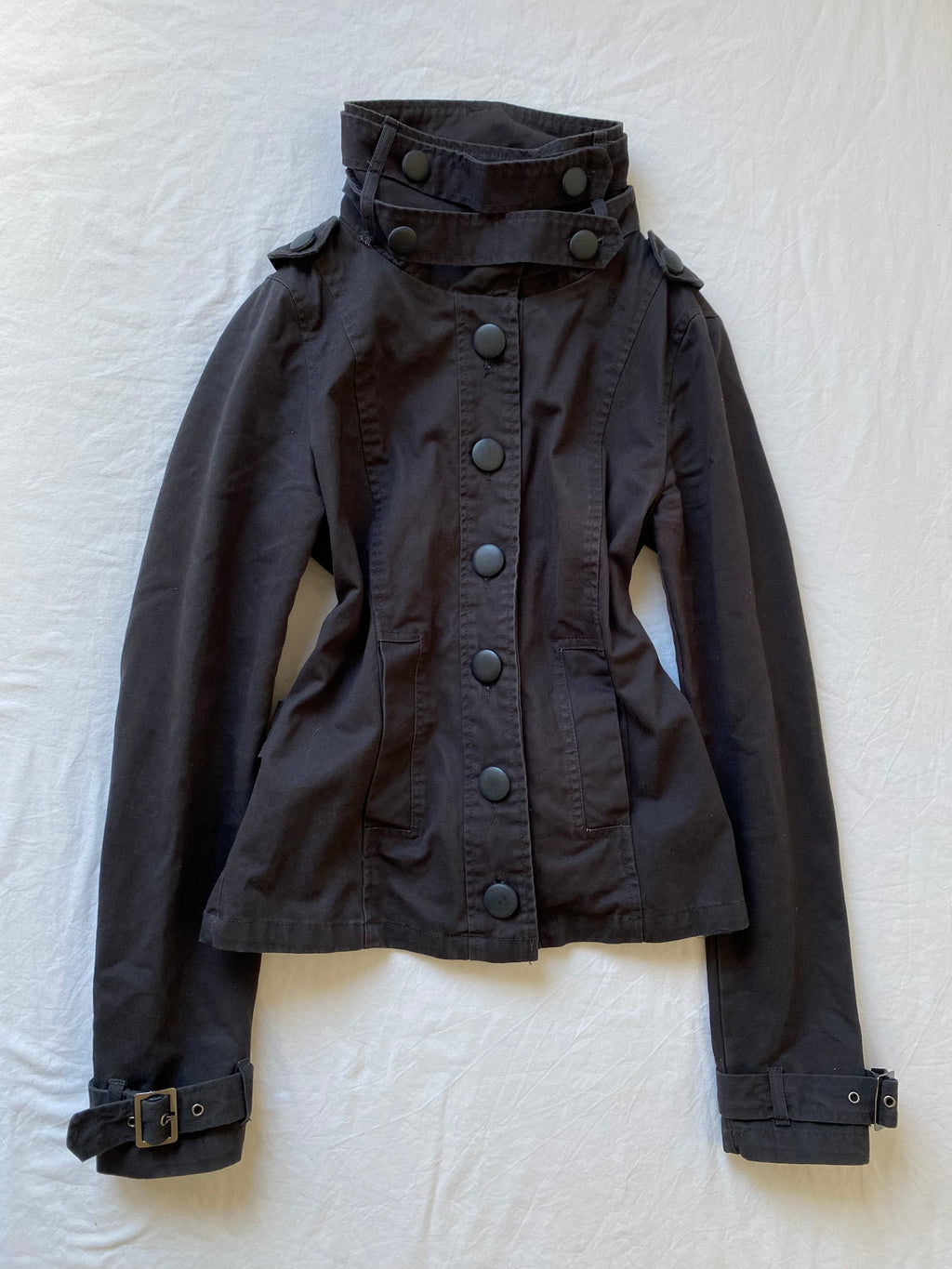 Vintage 100% cotton high neck short light jacket buttoned
