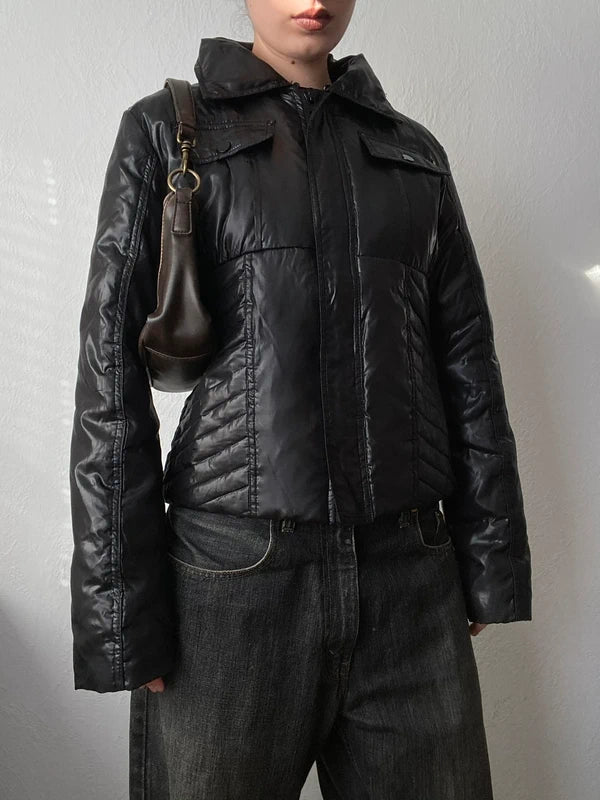 Vintage cunty snatched waist short jacket puffer jacket