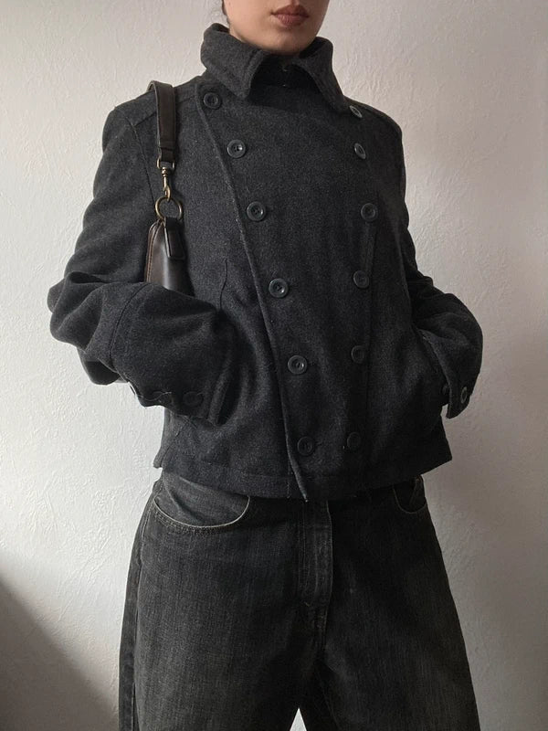 Vintage high quality 76% wool short coat buttoned