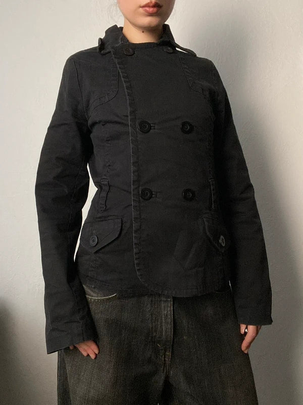 Vintage 98% cotton light short peacoat buttoned spring summer