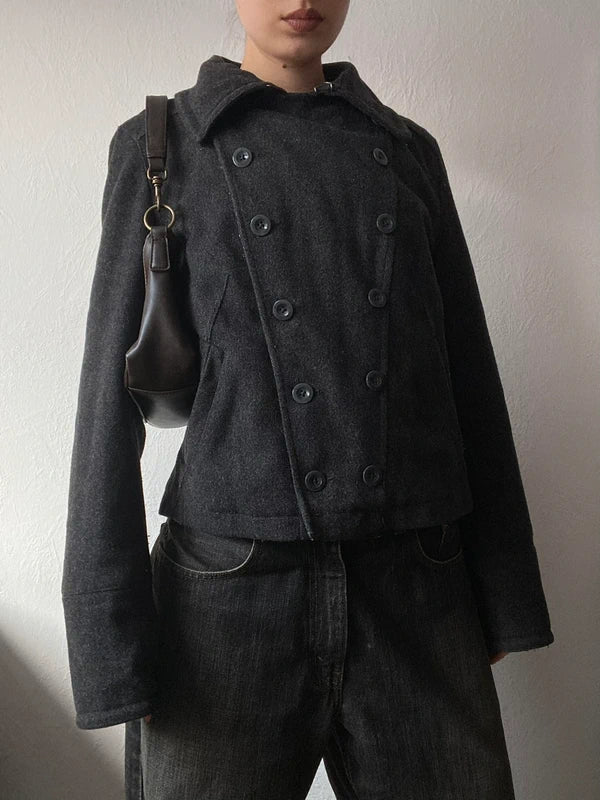 Vintage high quality 76% wool short coat buttoned