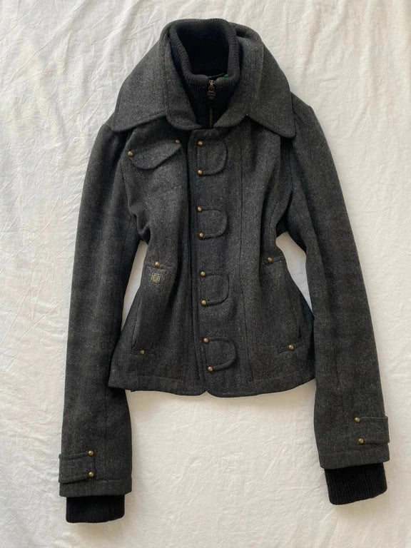Vintage 65%wool short coat super High Quality Crazy Details Archive