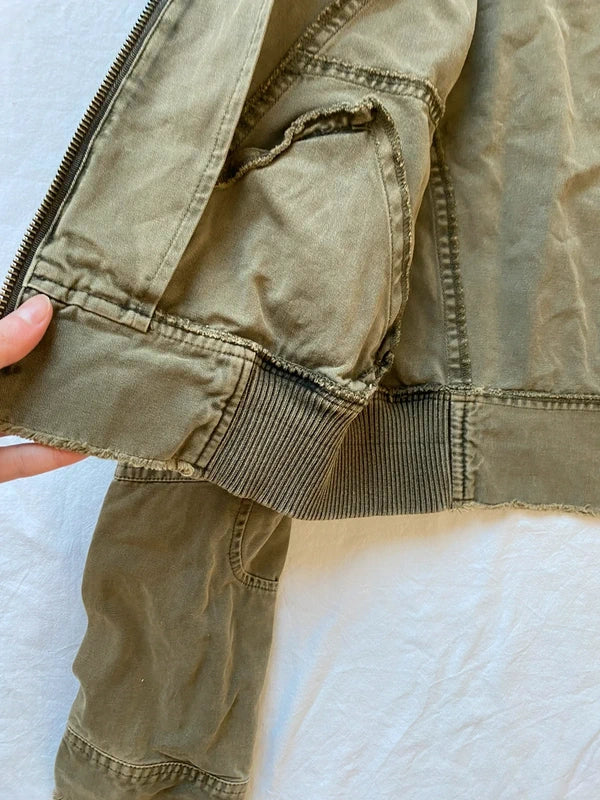 Vintage 100% cotton short light bomber jacket spring summer