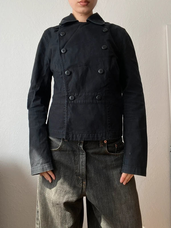 Vintage 100% cotton Short unique pea coat light spring summer