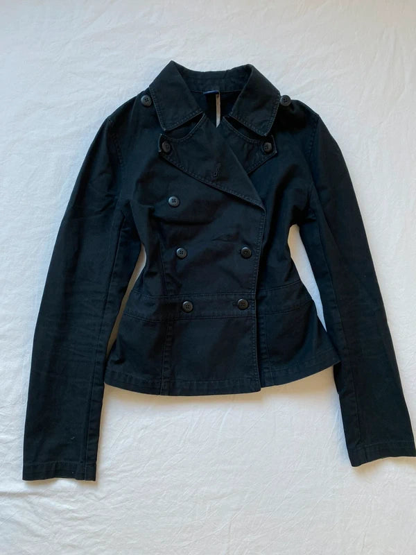 Vintage 100% cotton Short unique pea coat light spring summer