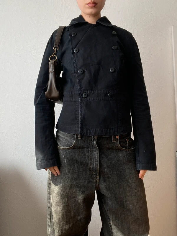 Vintage 100% cotton Short unique pea coat light spring summer
