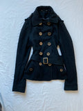 Vintage 50% wool coat pea coat belt