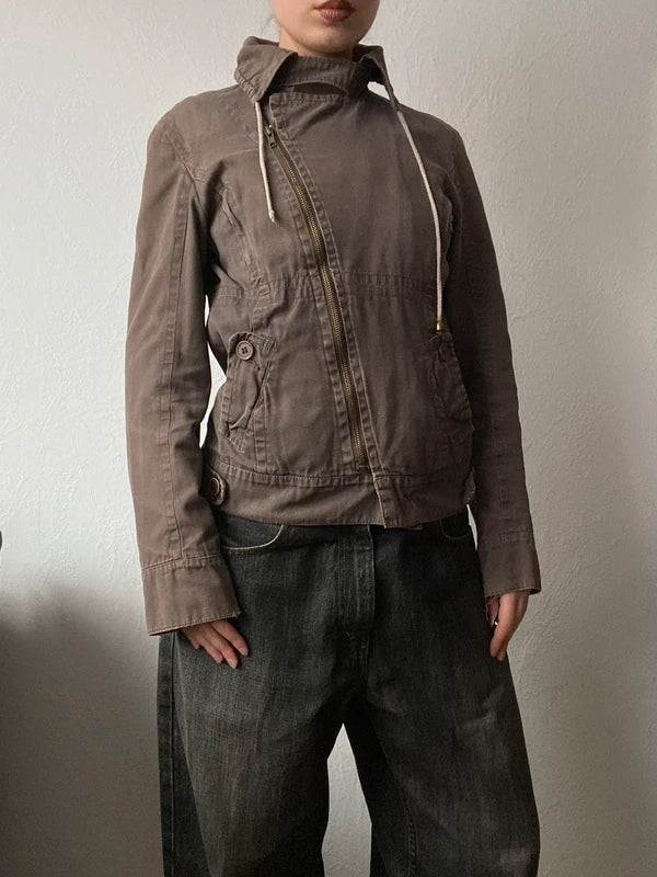 Vintage 100% cotton short asymmetrical jacket light spring summer