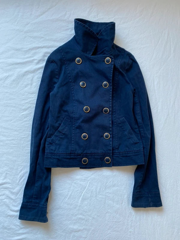 Vintage 98% cotton short light pea coat spring summer