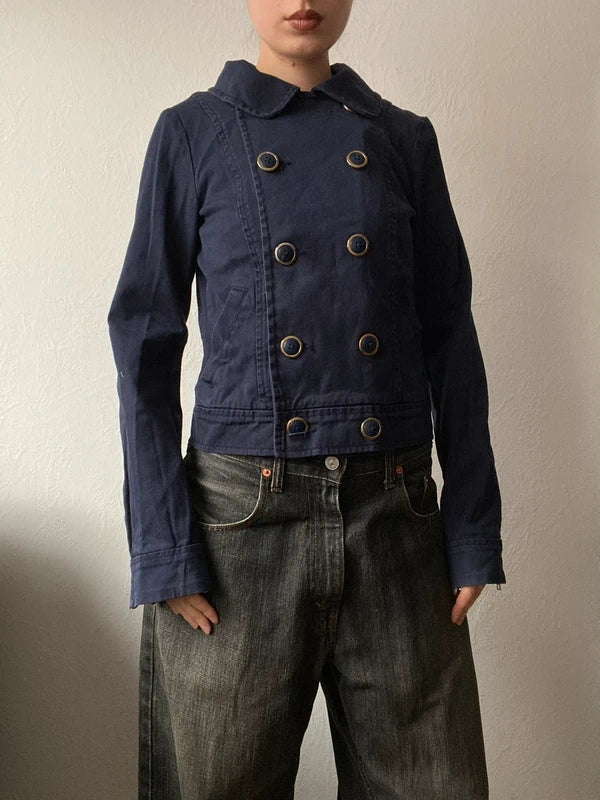 Vintage 98% cotton short light pea coat spring summer