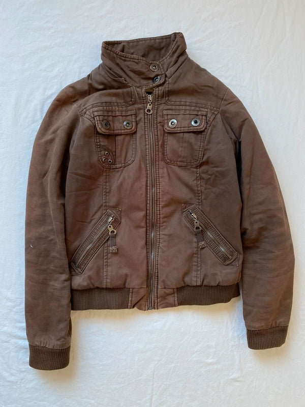 Vintage 100% cotton short bomber jacket high neck