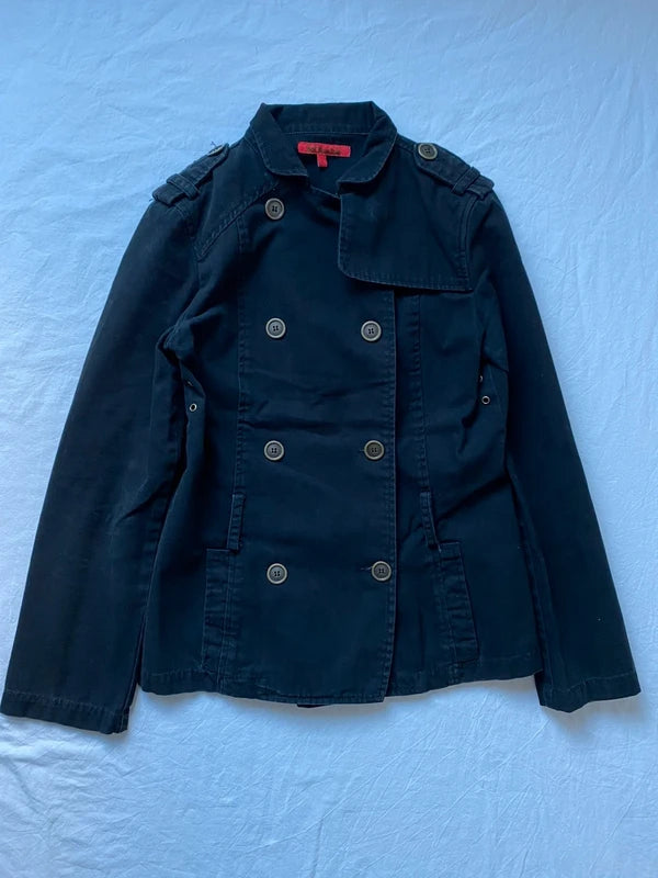 Vintage 100% cotton short light pea coat jacket Metall buttoned spring summer