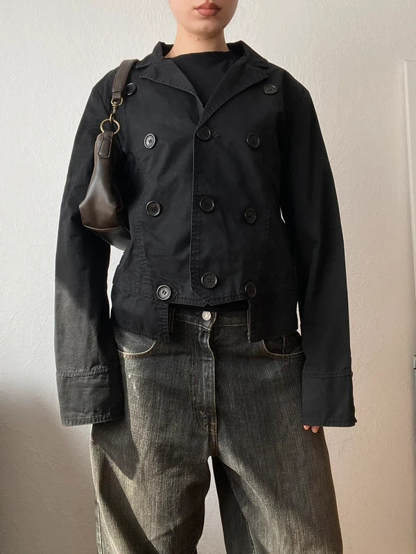 Vintage 100% cotton short blouson jacket buttoned spring summer