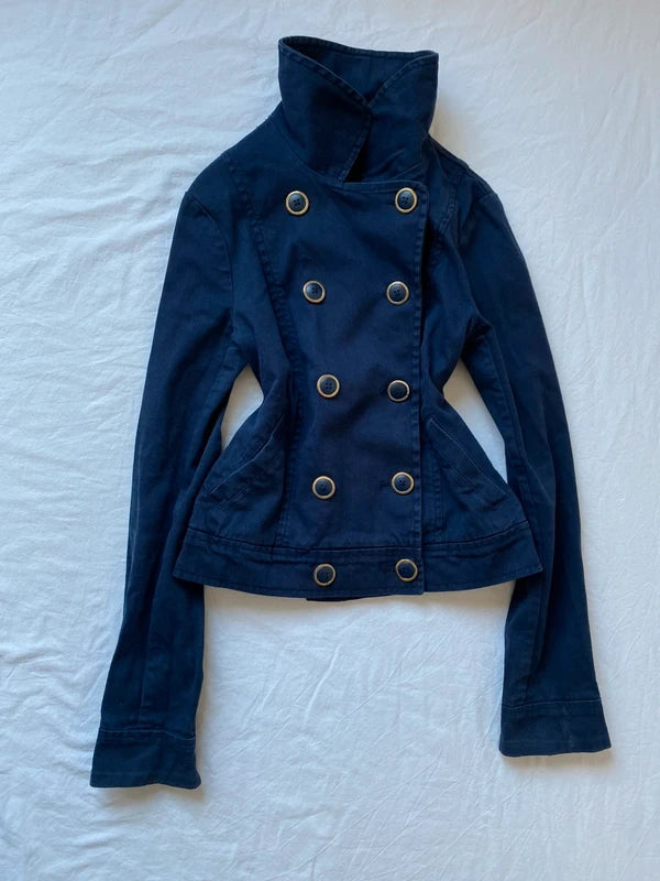 Vintage 98% cotton short light pea coat spring summer