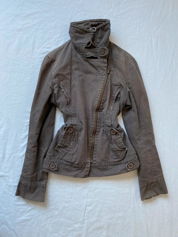 Vintage 100% cotton short asymmetrical jacket light spring summer