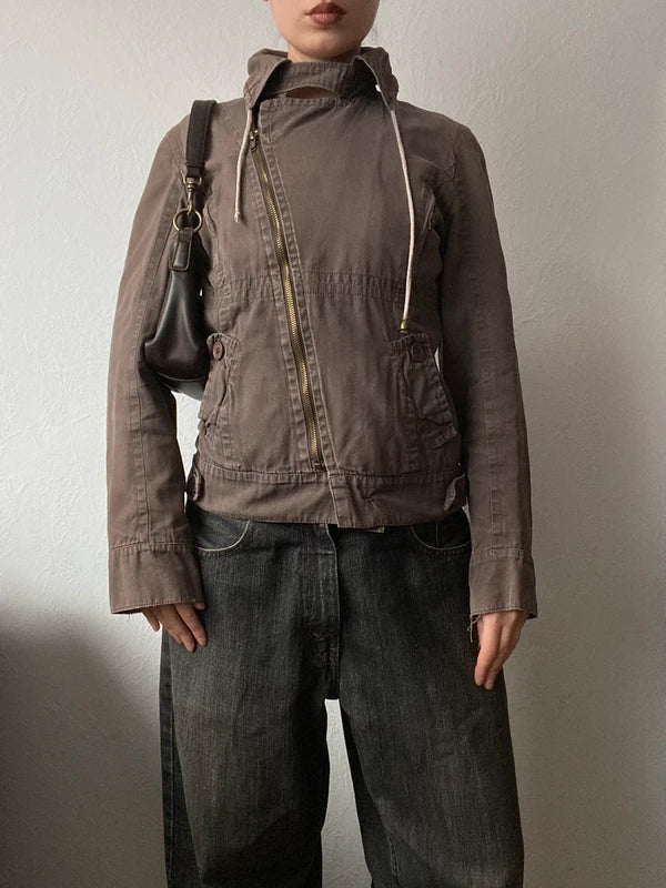Vintage 100% cotton short asymmetrical jacket light spring summer