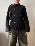 Vintage 100% cotton short light pea coat jacket Metall buttoned spring summer