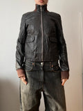 Vintage genuine leather light biker jacket spring summer