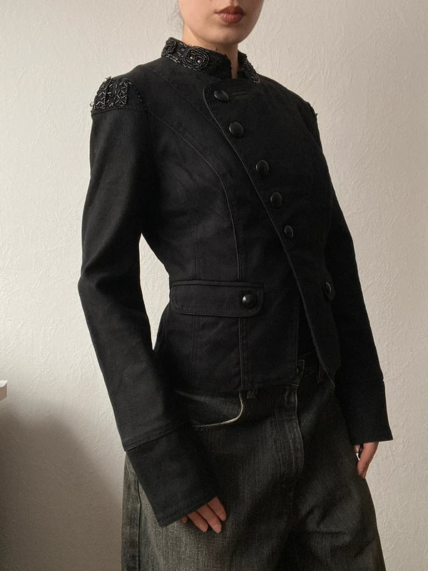 Vintage Asymmetrical Short Blazer Jacket