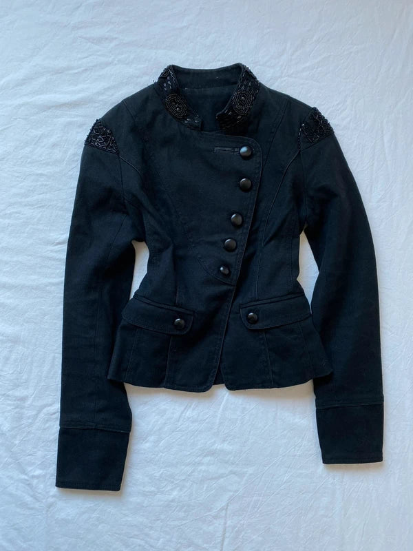 Vintage Asymmetrical Short Blazer Jacket