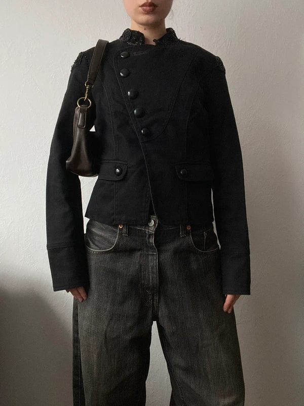 Vintage Asymmetrical Short Blazer Jacket