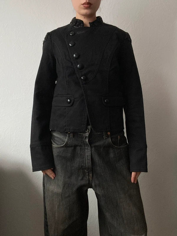 Vintage Asymmetrical Short Blazer Jacket