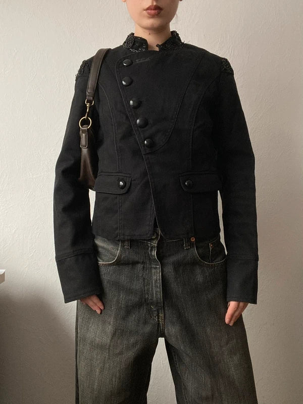 Vintage Asymmetrical Short Blazer Jacket
