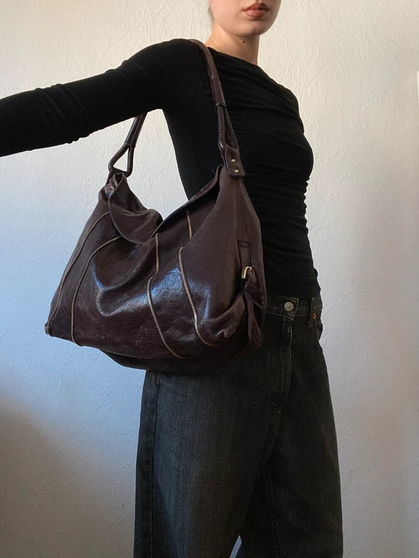 Vintage Genuine Leather Shoulder Bag  Archive Avant-garde