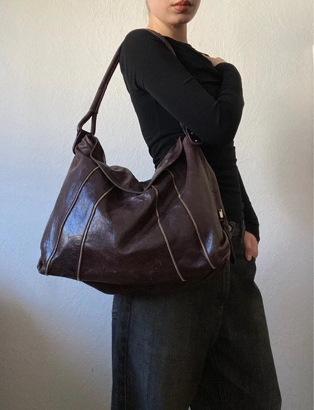 Vintage Genuine Leather Shoulder Bag  Archive Avant-garde