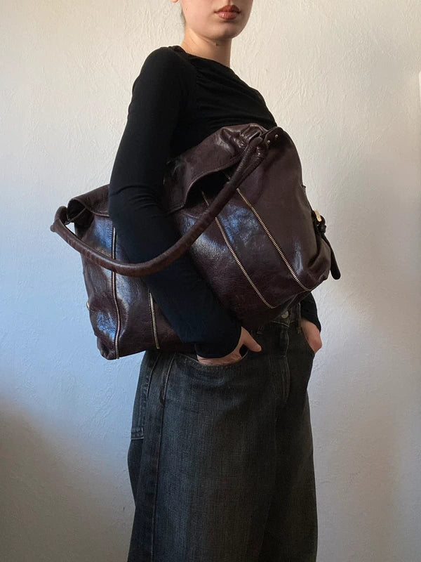 Vintage Genuine Leather Shoulder Bag  Archive Avant-garde