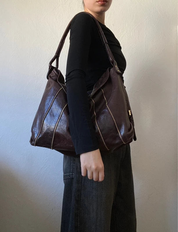 Vintage Genuine Leather Shoulder Bag  Archive Avant-garde