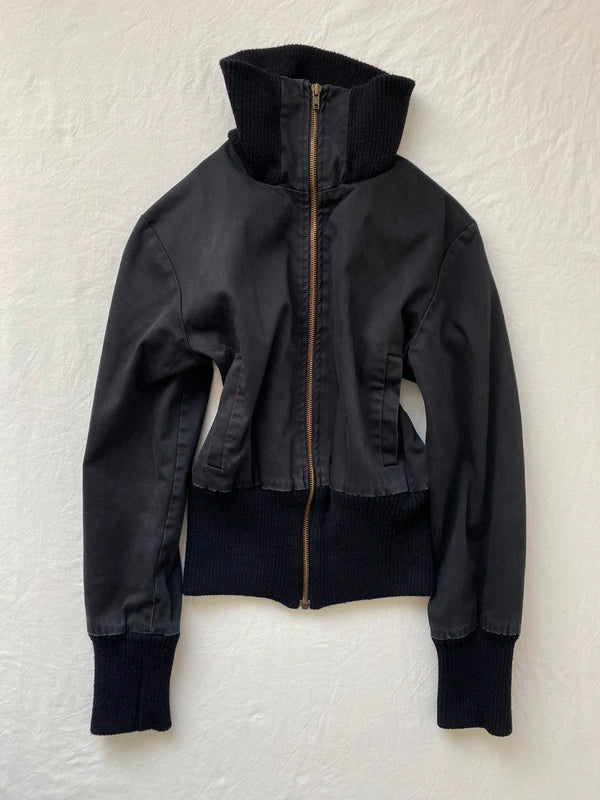 Vintage 95% cotton short bomber jacket high neck snatched waist