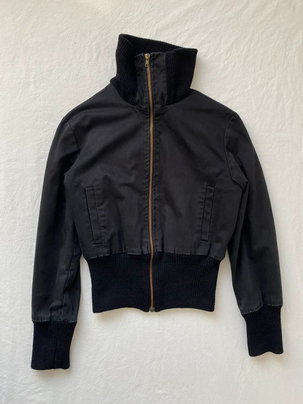 Vintage 95% cotton short bomber jacket high neck snatched waist
