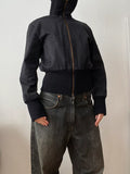 Vintage 95% cotton short bomber jacket high neck snatched waist