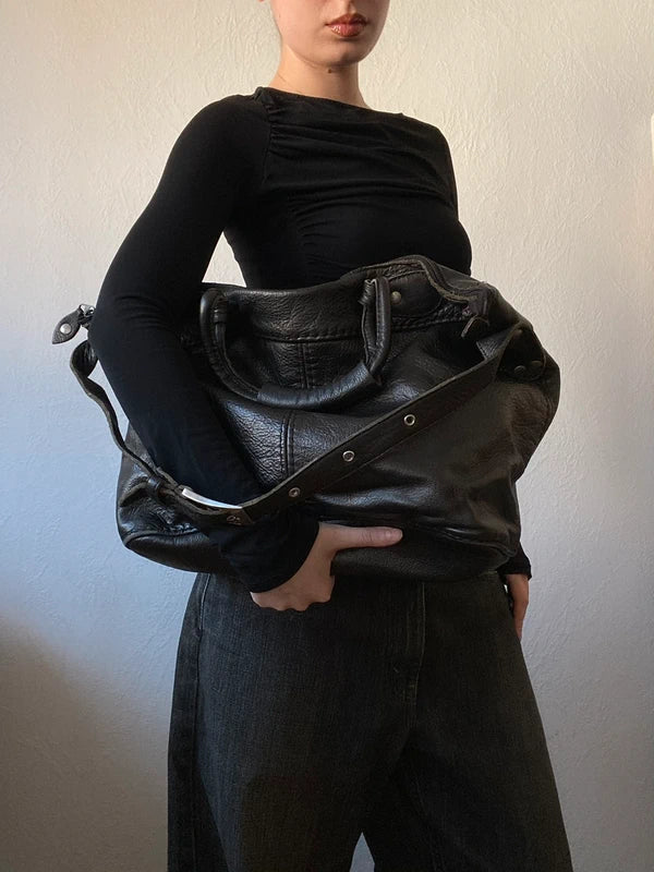 Vintage genuine leather shoulder bag crossbody handbag