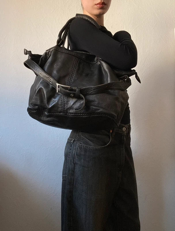 Vintage genuine leather shoulder bag crossbody handbag
