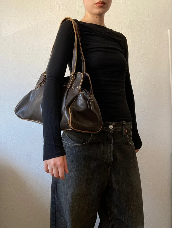 Vintage Genuine Leather Shoulder Bag – Japan Stockholm Style - Brown
