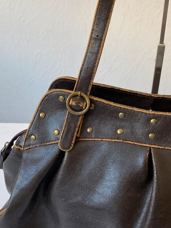 Vintage Genuine Leather Shoulder Bag – Japan Stockholm Style - Brown