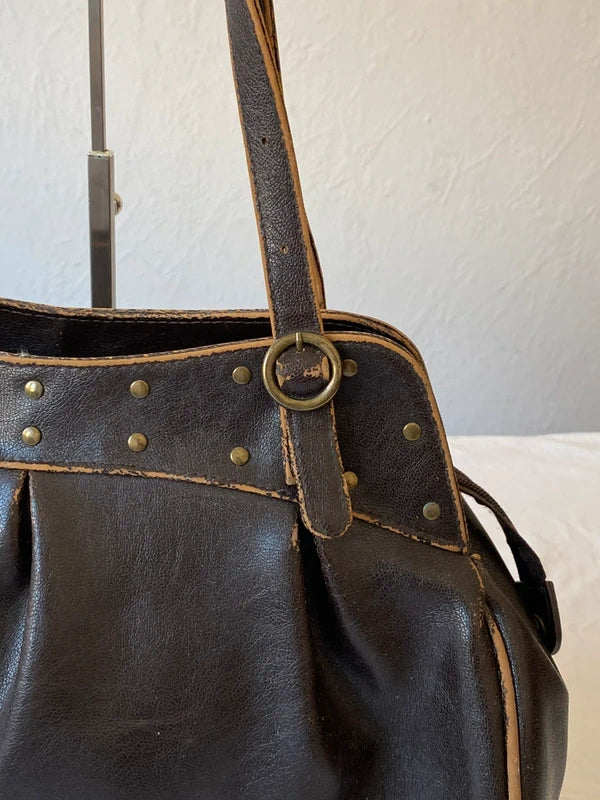 Vintage Genuine Leather Shoulder Bag – Japan Stockholm Style - Brown
