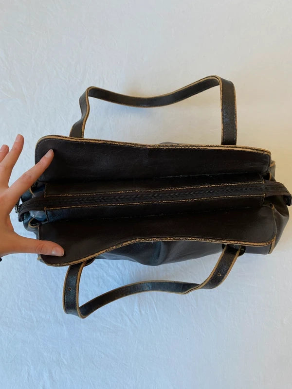 Vintage Genuine Leather Shoulder Bag – Japan Stockholm Style - Brown