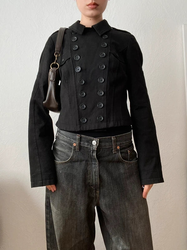 Vintage 98% Cotton Cropped Button Jacket – Archive Avantgarde Stockholm Japan Style