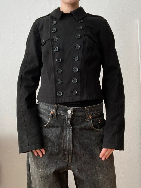 Vintage 98% Cotton Cropped Button Jacket – Archive Avantgarde Stockholm Japan Style