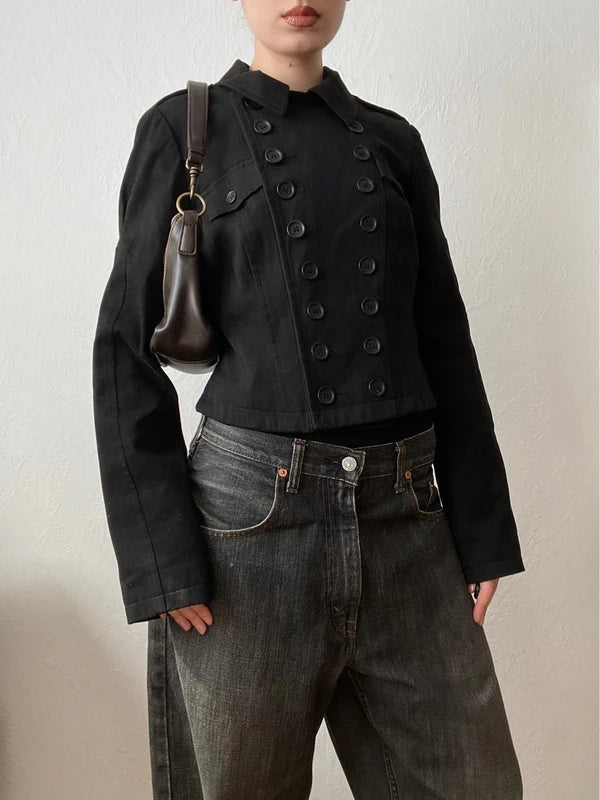 Vintage 98% Cotton Cropped Button Jacket – Archive Avantgarde Stockholm Japan Style