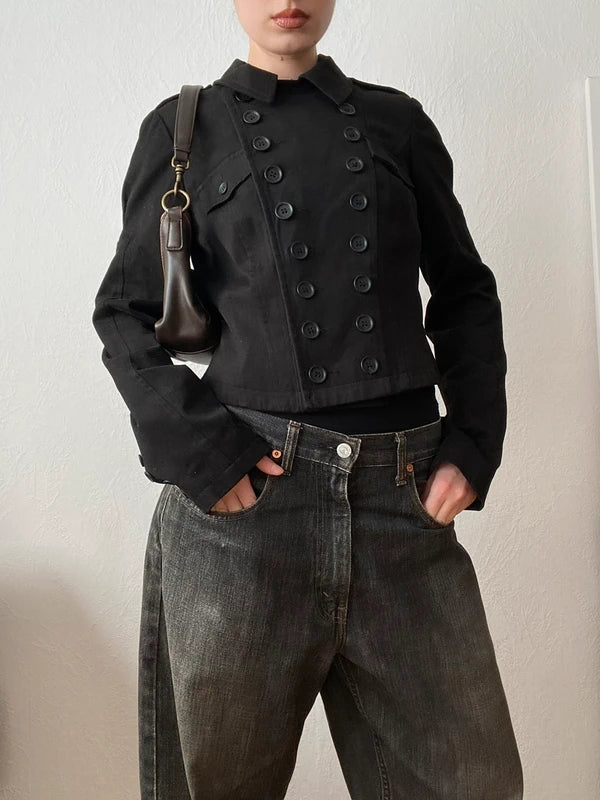 Vintage 98% Cotton Cropped Button Jacket – Archive Avantgarde Stockholm Japan Style