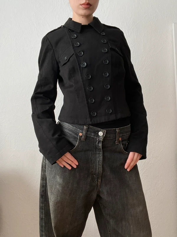 Vintage 98% Cotton Cropped Button Jacket – Archive Avantgarde Stockholm Japan Style