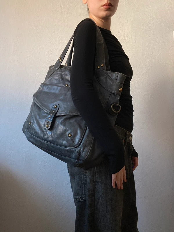 Vintage High-Quality Buffalo Leather Handbag – Archive Avantgarde Japan Stockholm Style
