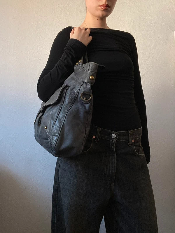 Vintage High-Quality Buffalo Leather Handbag – Archive Avantgarde Japan Stockholm Style