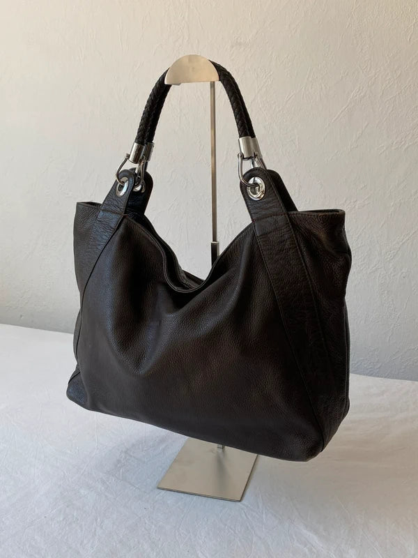 Vintage high quality genuine leather large handbag shoulder bag